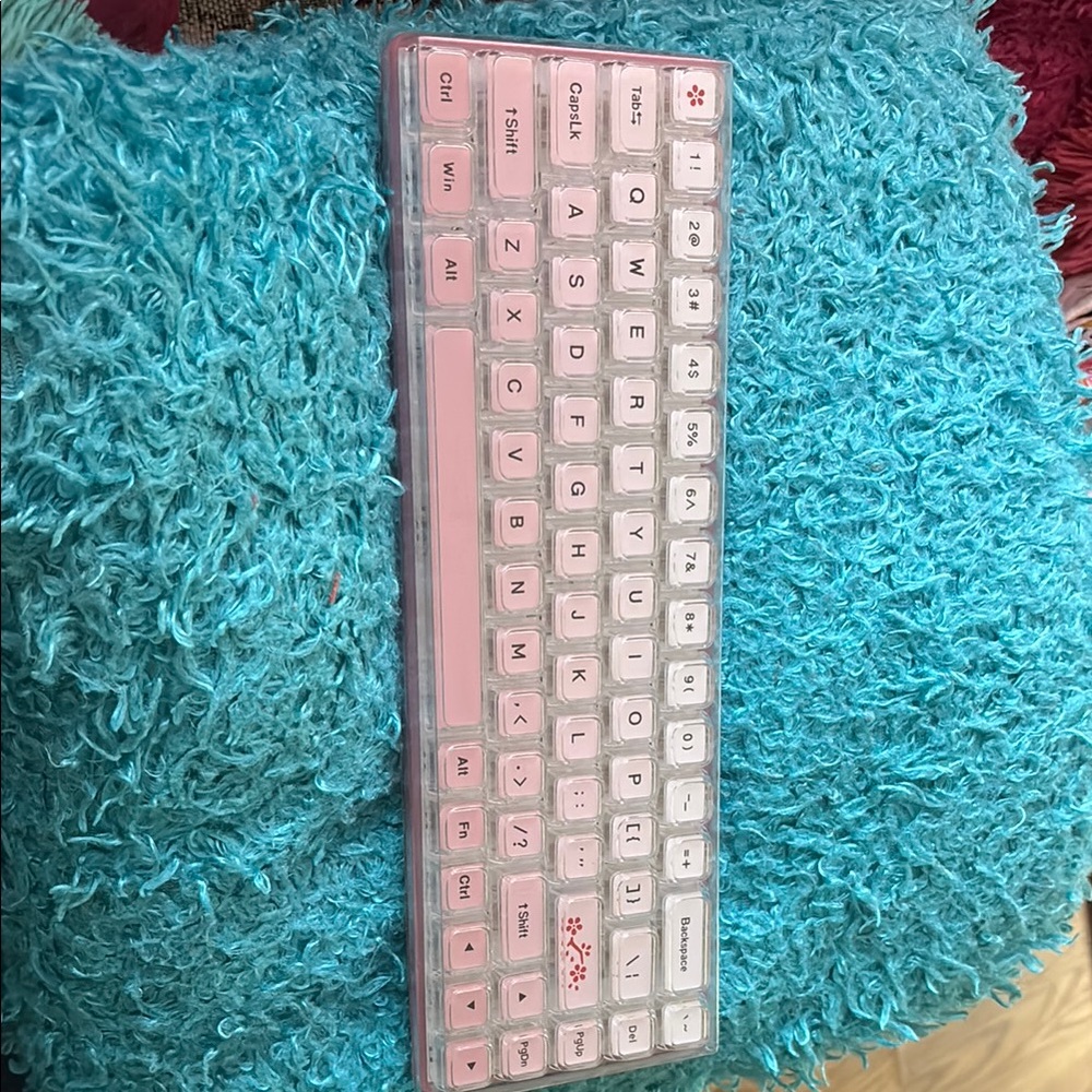 Pink and White Wired Keyboard